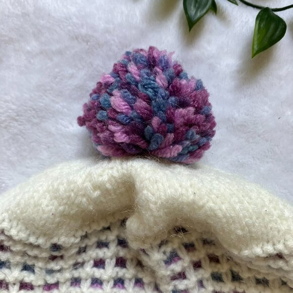 Handmade Baby Hat & Sherpa Slipper Socks Set Size 6-12M | Cream Pink Winter GUC - Picture 3 of 16